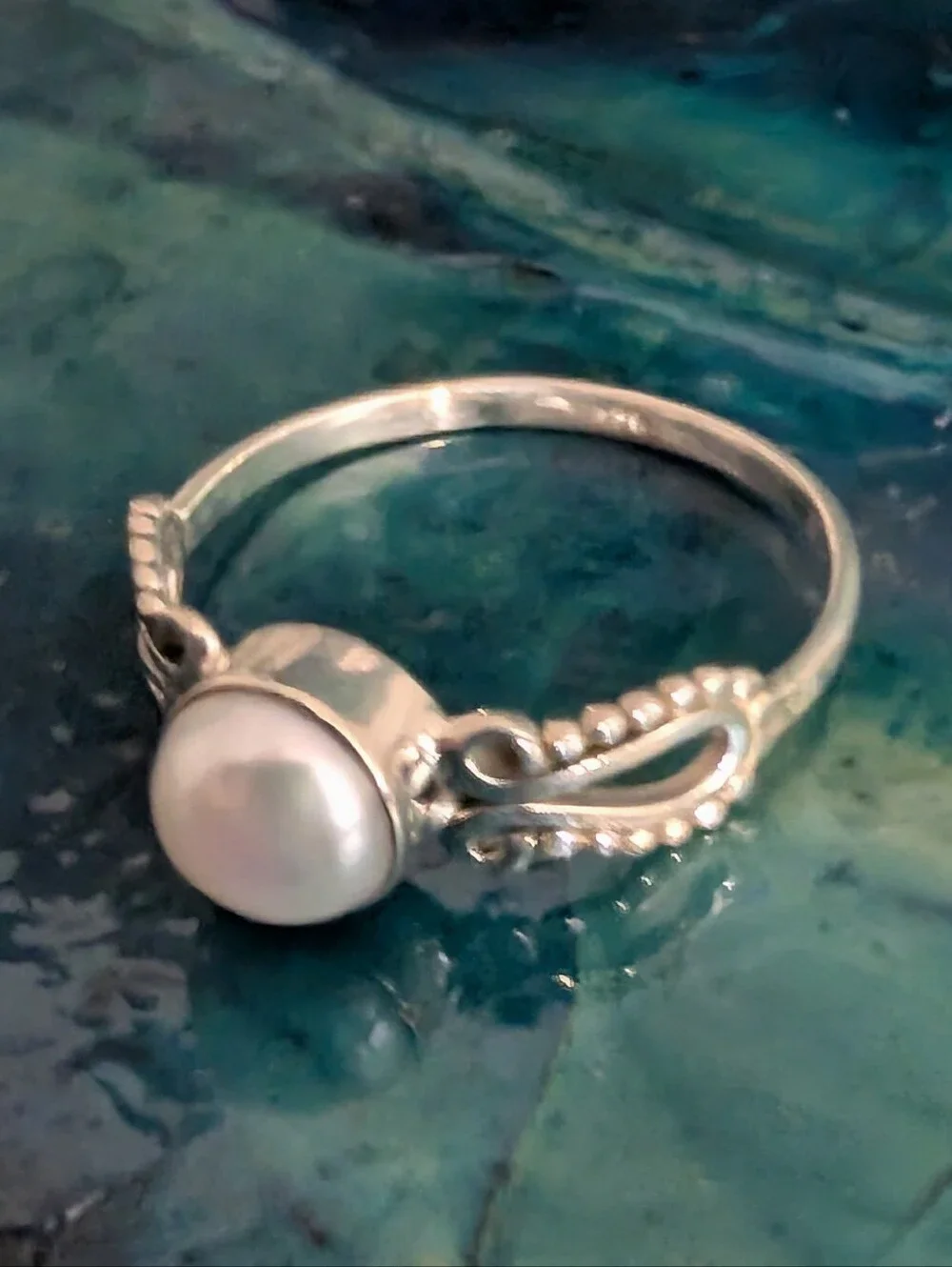 🆕 Sterling Silver Genuine Natural Pearl Ring Size 11.5